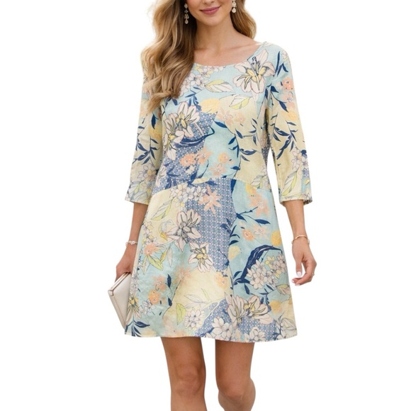 malvin Dresses & Skirts - Malvin I Love Linen Floral Wedding Guest Shift Dress Short Size XL Resort Summer